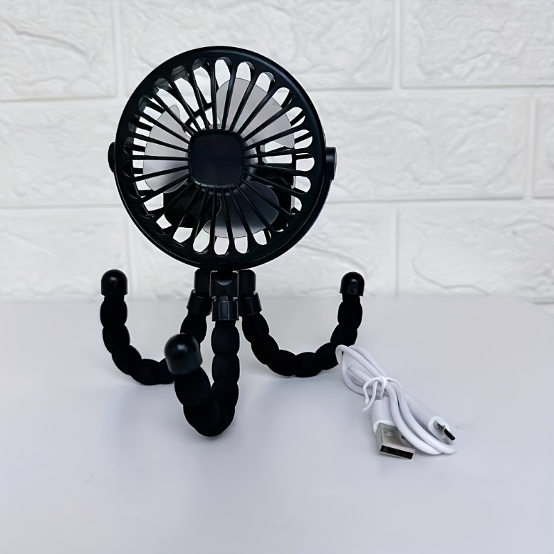 Rechargeable usb stroller fan without blades – portable hand and neck fan for cooling, lightweight and compact oscillating fan: Black