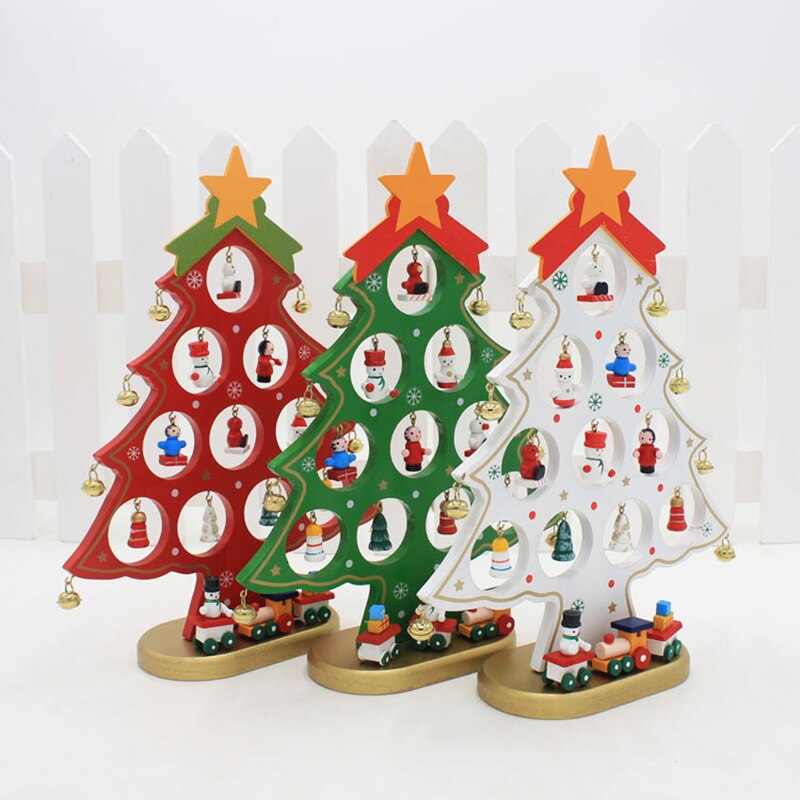 Mini Wood Christmas Tree Decoration Cute Home Desktop Office Decor Party DIY B88