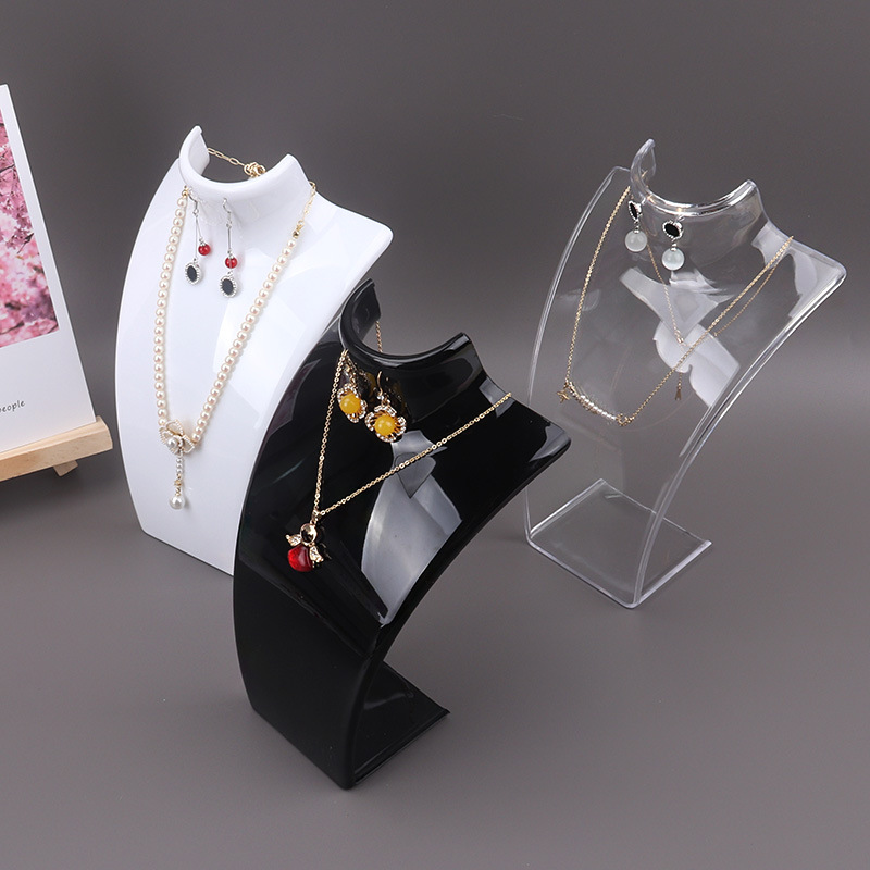 Maniquí de plástico para exhibición de collares, soporte para busto, joyería, estante para busto de maniquí para collares, pendientes colgantes, estante de exhibición