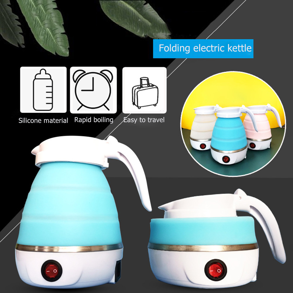 Hervidor de agua eléctrico plegable, tetera de silicona portátil de 600W para viaje, uso doméstico, accesorios de cocina