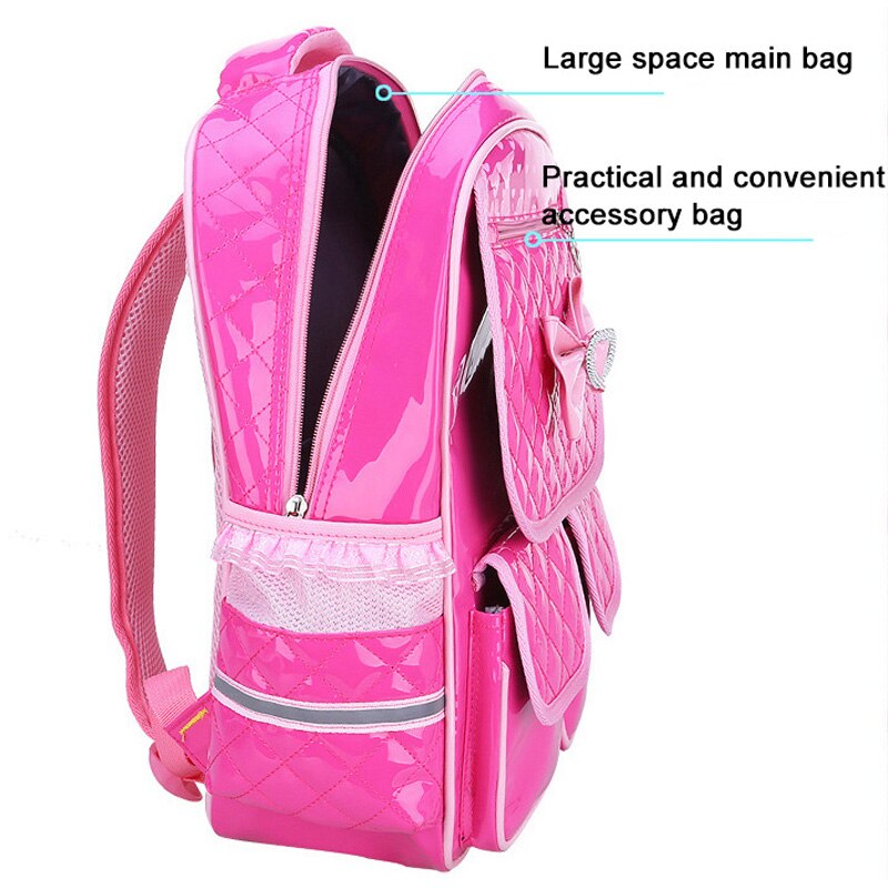 Leuke Rugzak Schooltas Voor Meisjes Pu Waterdichte Schooltassen Voor Meisjes 1-3-6 Grade Orthopedische Schooltas voor Meisjes