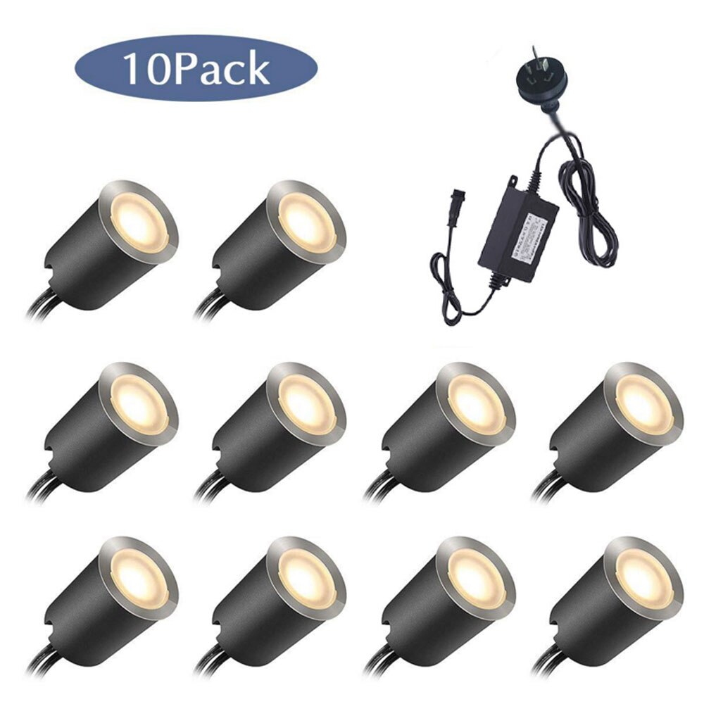 12V LED Deck Licht Wasserdichte IP67 Unterirdischen Lampe 32mm 0,6 W/stück Landschaft Garten Einbau LED Deck beleuchtung Treppen Scheinwerfer: 10Stck AU / warm Weiß
