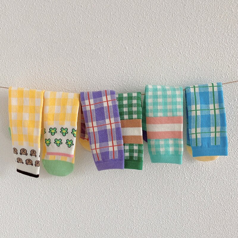 [C129] formato libero 1 paia 1-12T moda bambino Trendy colore brillante cotone calza a tubo lungo assorbente del sudore