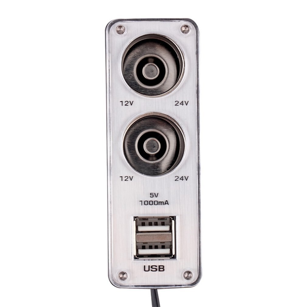 Universele dubbele aansluiting, 2 usb-poorten, auto, sigarettenaansteker, splitter,  dc 12v/24v auto-oplader, stopcontact, zwart