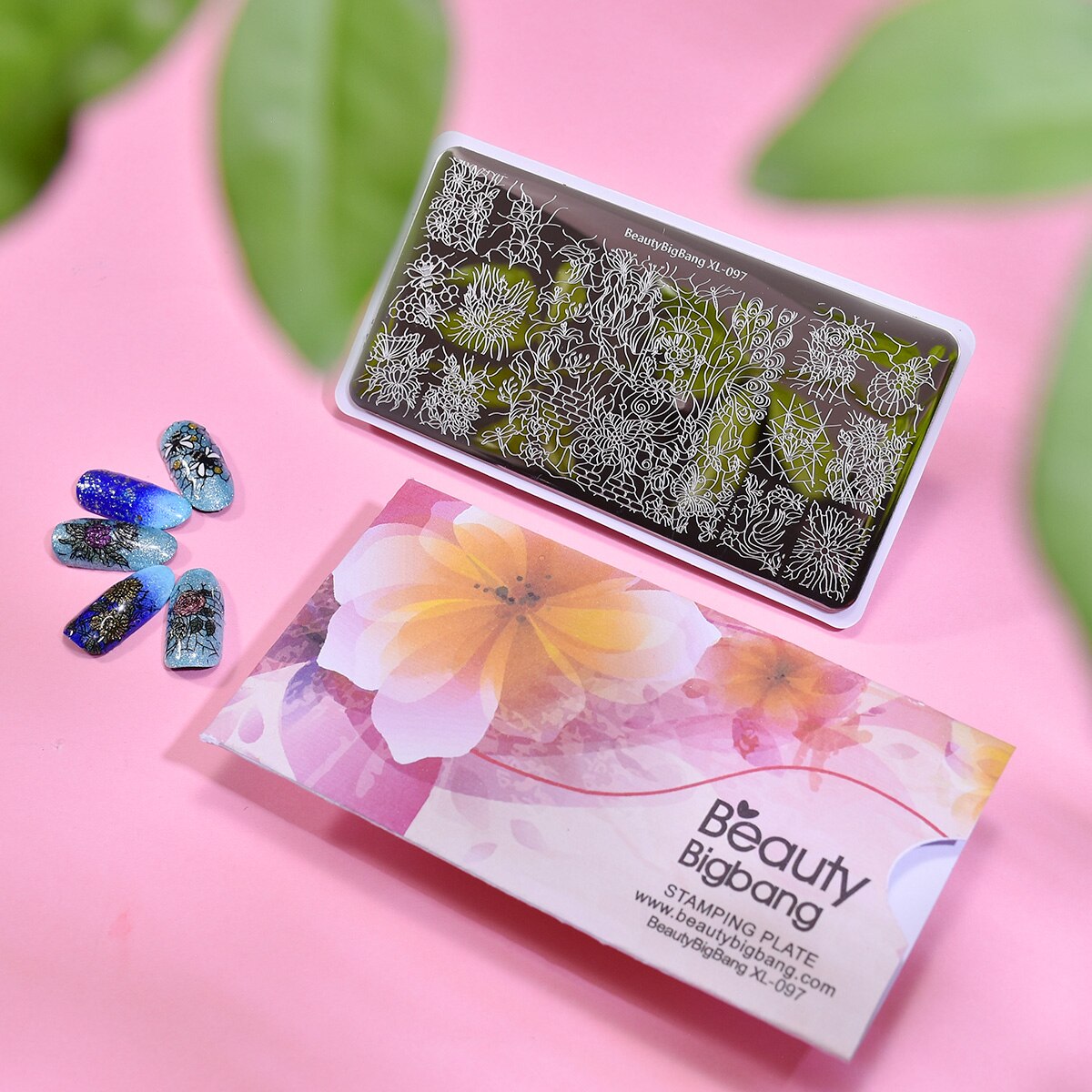 Beautybigbang płytki do tłoczenia paznokci naturalny kwiat pszczoła łabędź motyw obrazu 12*6CM szablon szablon do paznokci szablon artystyczny XL-097