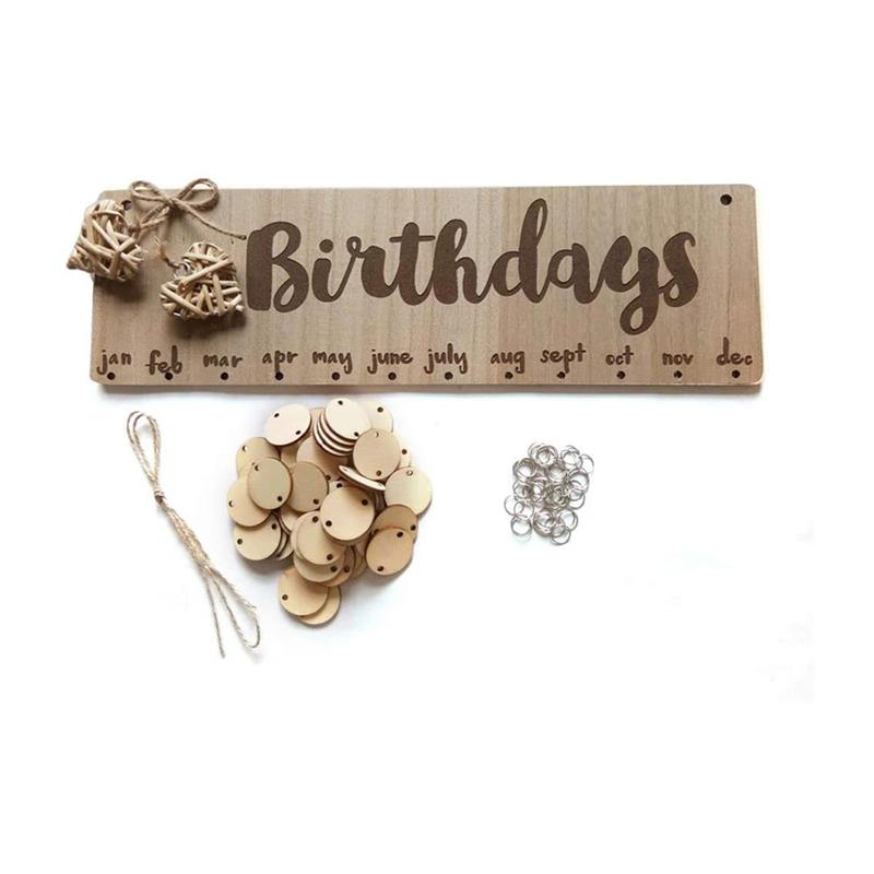 DIY Wood Calendar Birthday Reminder Board Family Heart Printed Wall Calendar Sign Special Dates Reminder Home Hanging Decor