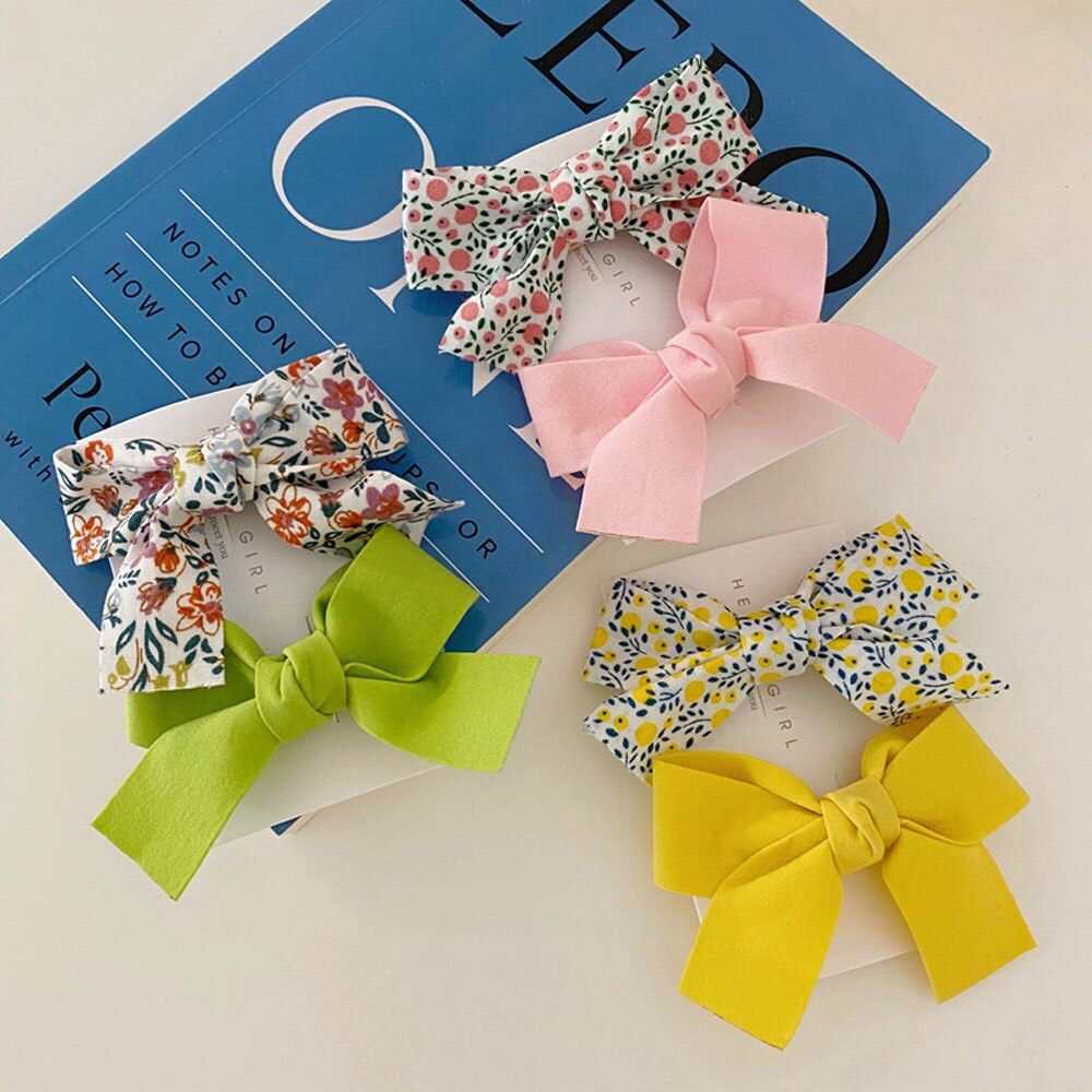 2 unids/set bebé verano pelo Clips chicas dulces y lindas Floral, pinzas para el pelo con lazo niños horquillas princesa tocado Accesorios