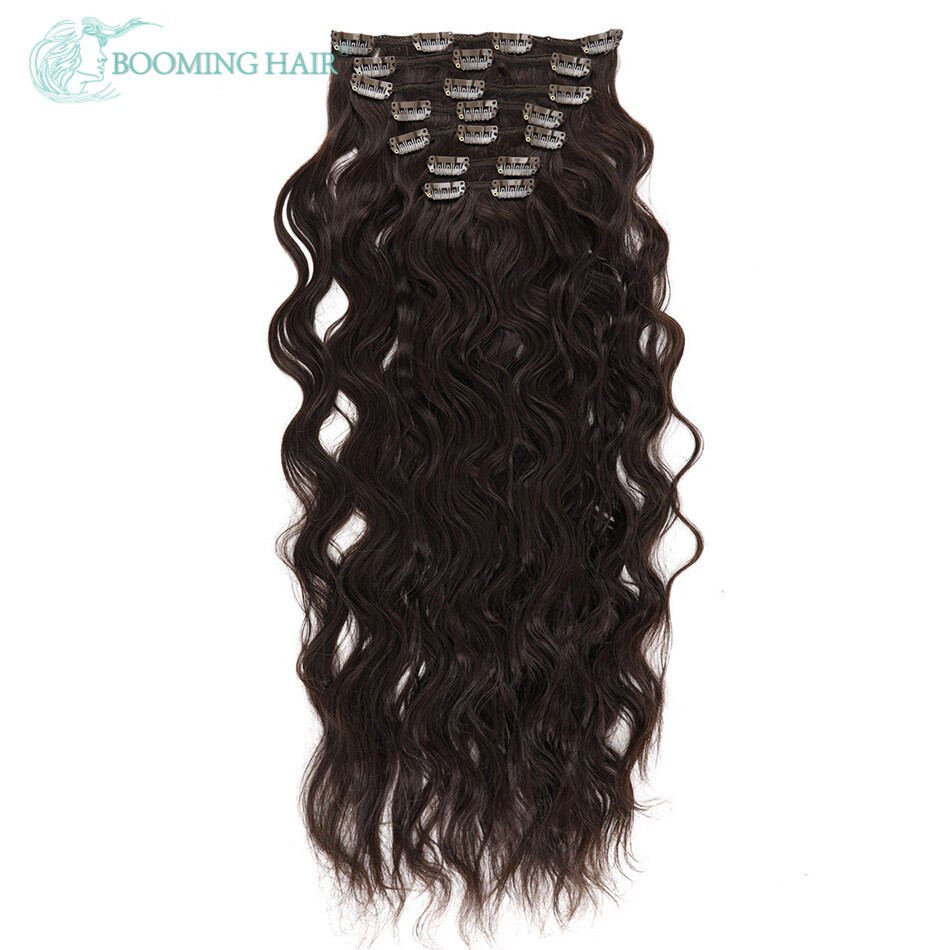 Synthetic Clip Hair Extension Natural Wave Hair Piece Natural Hair Clip Ins Black Brown And Blond For Women By BOOMING HAIR: #4