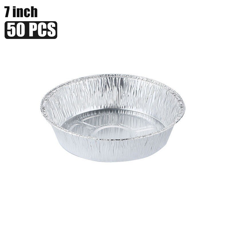 50 stk olietæt aluminiumsfolie blikboks airfryer engangspapir liner non-stick dampkurv køkkenværktøj grill dryp pande bakke: 7 tommer b