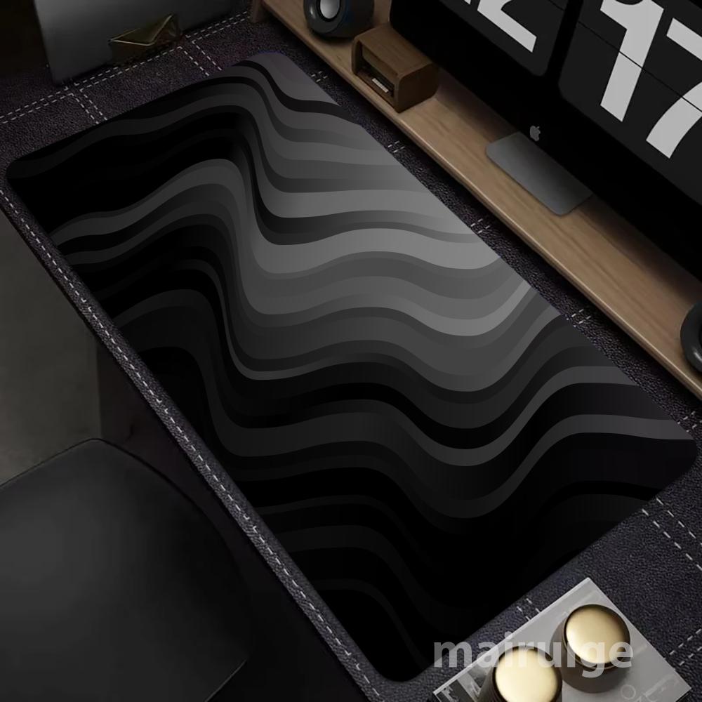 Tapis de souris gris foncé courbe grand ordinateur bureau tapis de Table de jeu XXL caoutchouc anti-dérapant bords cousus tapis de clavier longs tapis de bureau