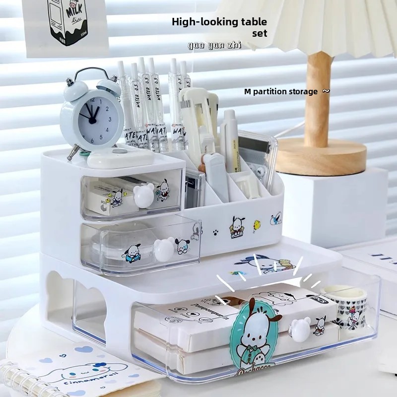 Organizador de escritorio estilo cajonera chica bonita corazón estudiante escritorio para niños papelería cepillo cosmético organizador portalápices plástico Ma
