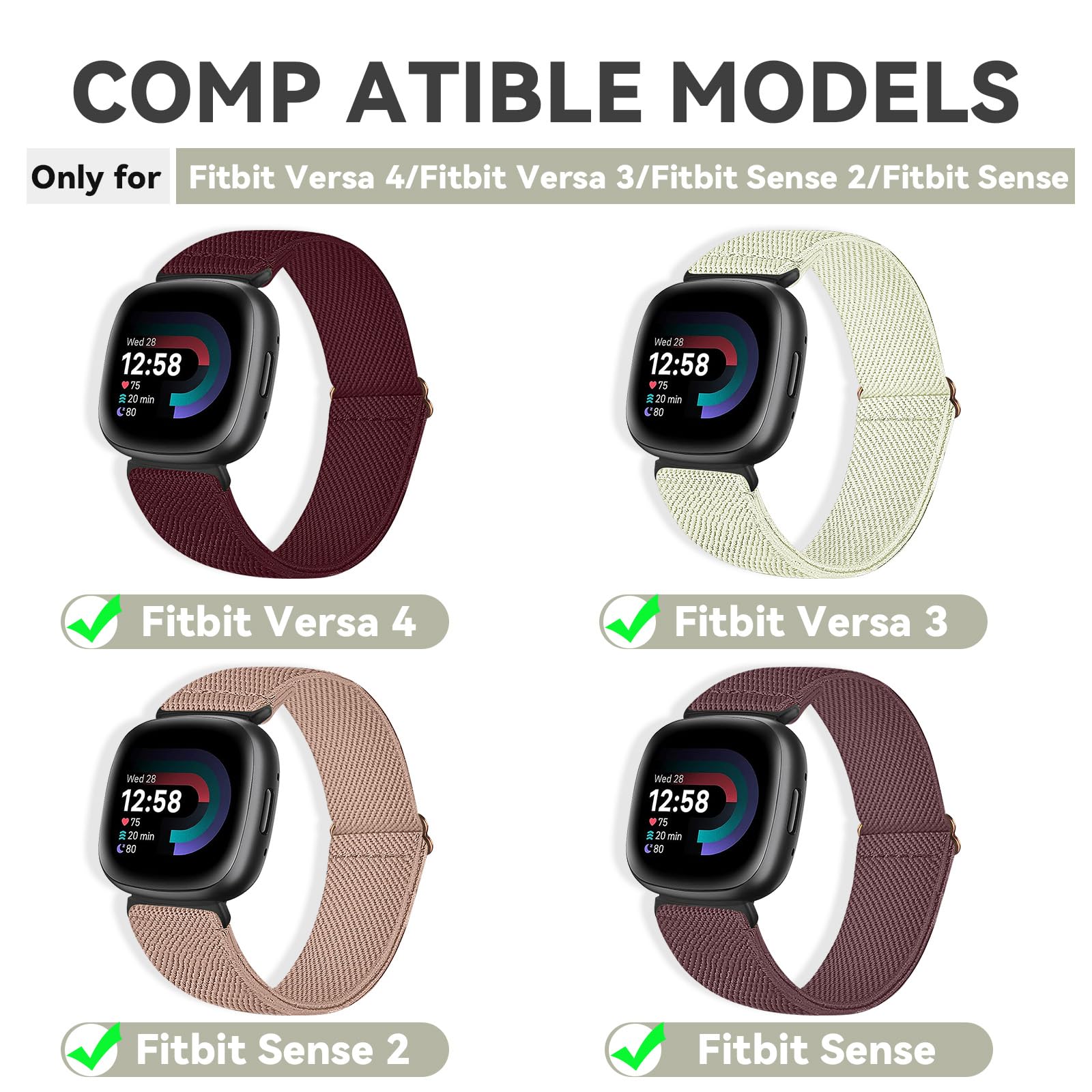 Paski fitbit versa 3/4 i sens /2 – elastyczne paski sportowe, męskie/damskie