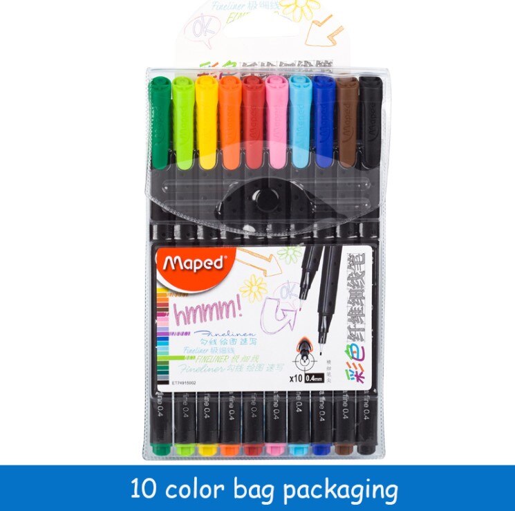 Pluma de gancho de fibra de color Maped para estudiantes y oficina, pluma de dibujo, pluma con de color: 10 color bag