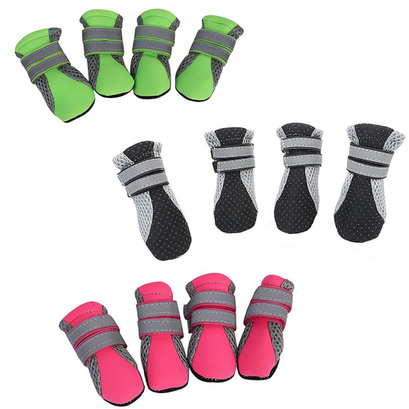 4pcs Breathable Summer Pet Dog Shoes Anti-slip Snow Pet Boots Paw Protector Warm Reflective For Small and Big Dogs