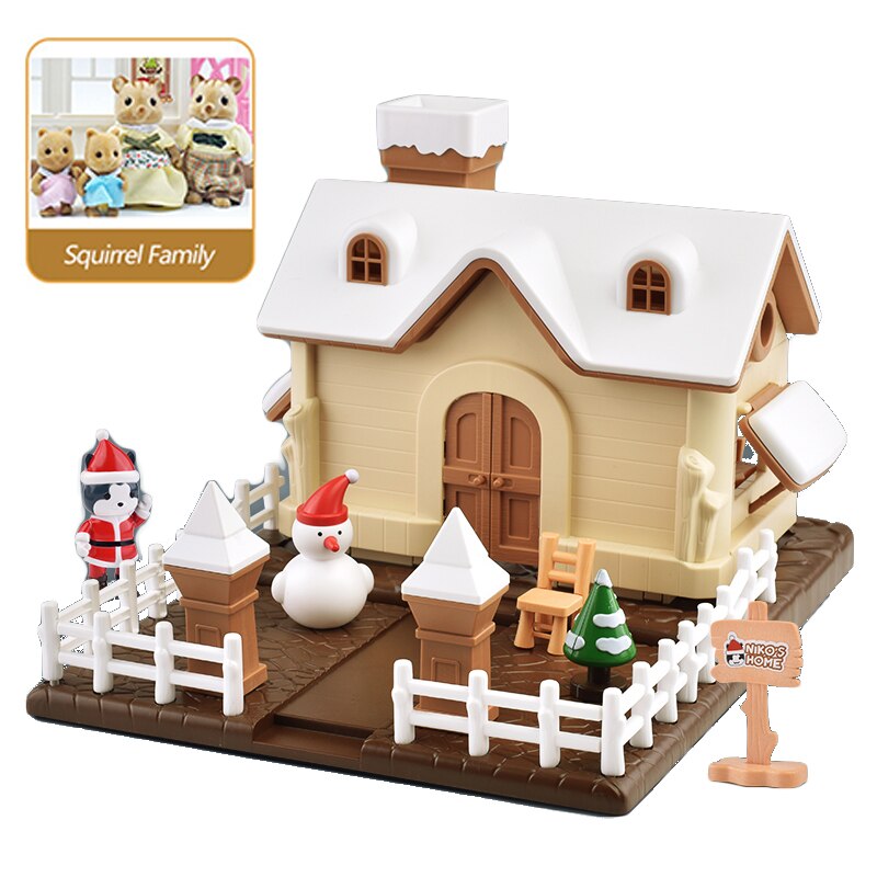 Forest Family House Simulation Snow 1:12 Dollhouse Christmas DIY House Villa Model Animals Birthday Toys for Girls: 1807-G08-K02