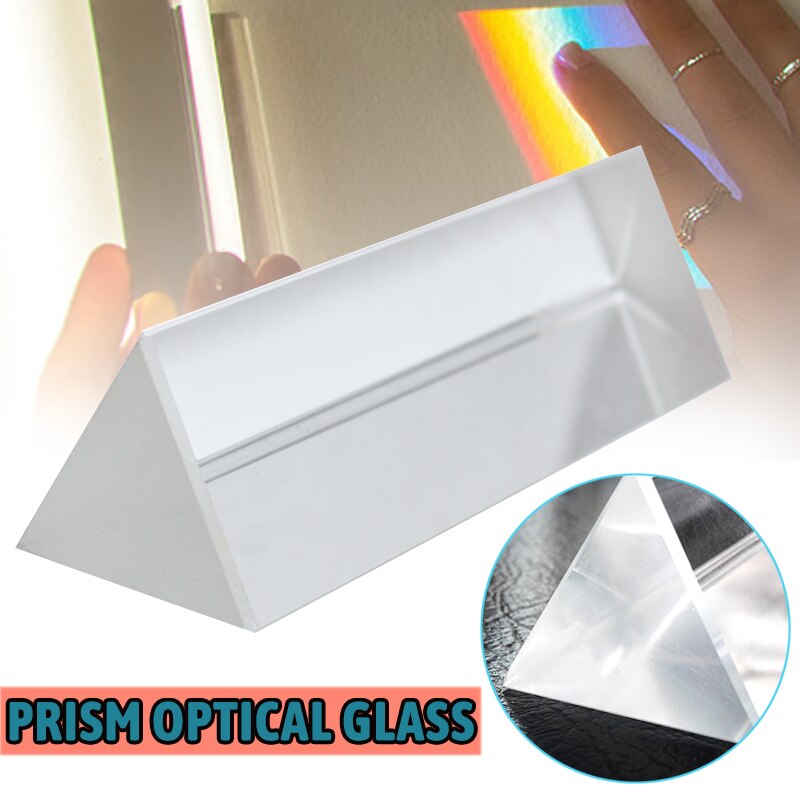 Optical Triangular Prism Glass Prisms Physics Teaching Refracted Light Spectrum Rainbow Children Students 30x30x50mm