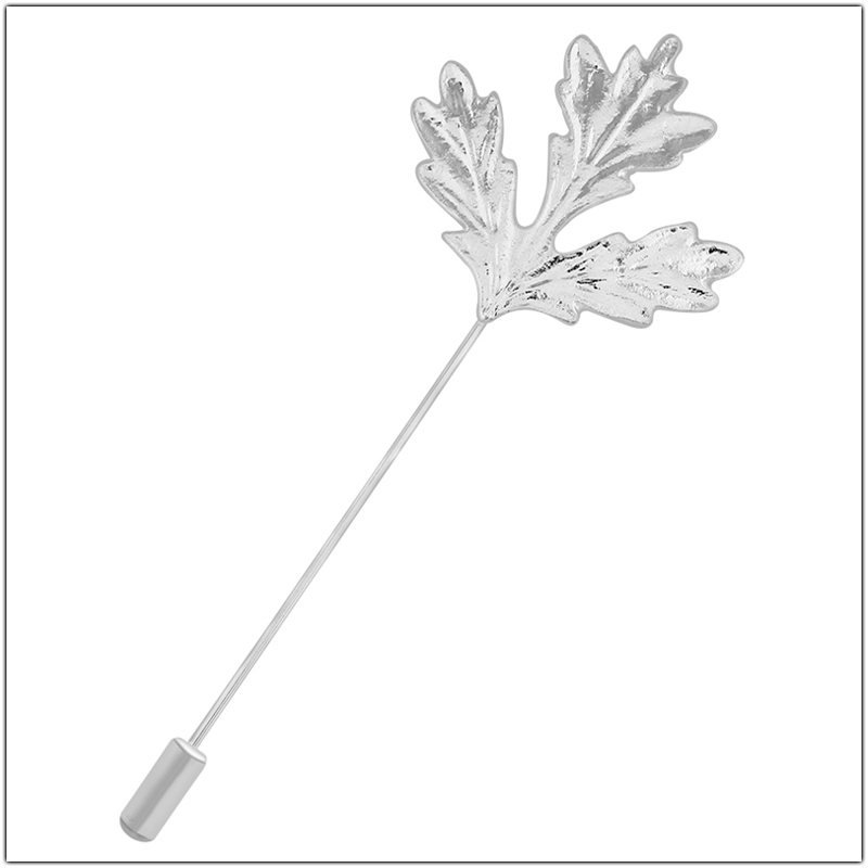 Broches simples de hojas de Ginkgo para mujer, accesorios, decoración de traje, broche de planta, insignia para hombre, alfileres largos de solapa, de amistad de: Pistola negra plateada