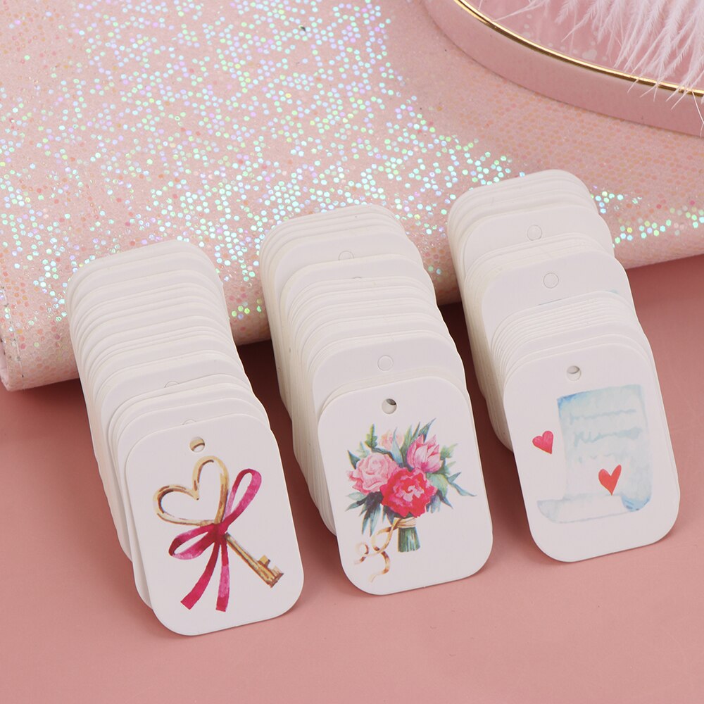 50 pçs flor papel tag festa decoração branco presente pendurar papel tags caixa de presente redonda cartões de papel diy etiqueta artesanal vestuário tags