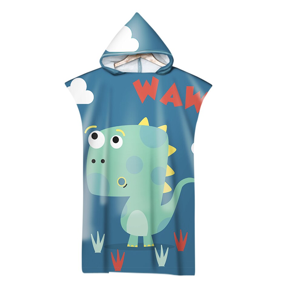 Dinosaur Cartoon Printed Microfiber Beach Towel For Kids Adults Soft Hooded Bath Towels Swimming Cloak: 11