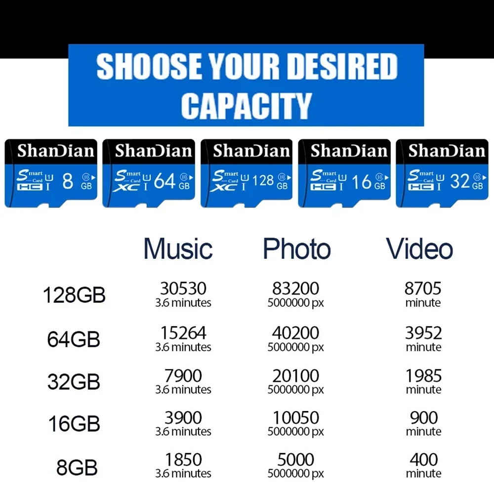 SHANDIAN LOT V10 Memory Card Class10 TF Card 8GB 16GB 32GB 64GB 100% Original Mini SD Card for Samrtphone and Table PC Class 10