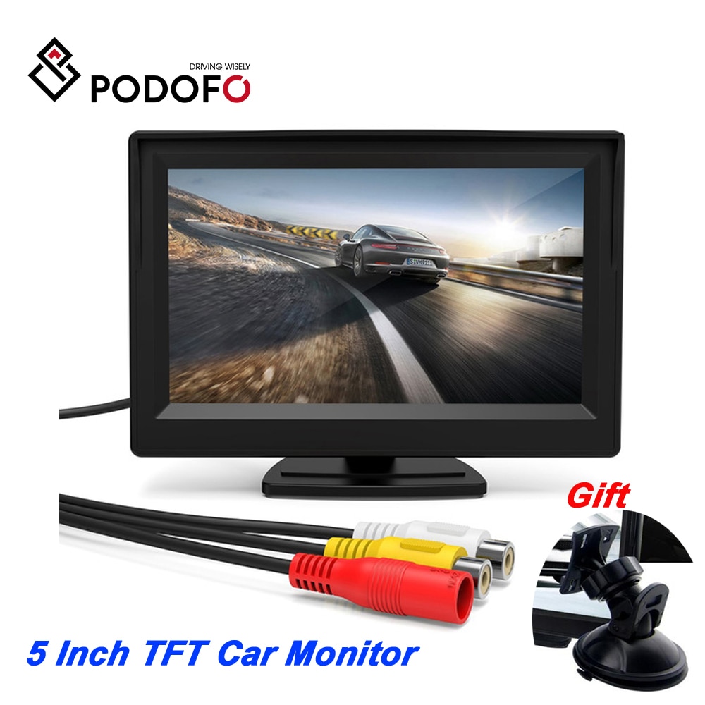 Podofo 5 Inch Auto Monitoren Tft Lcd 5 "Hd Digitale 16:9 800*480 Scherm 2 Weg Video-ingang voor Reverse Achteruitrijcamera Voor Voertuig