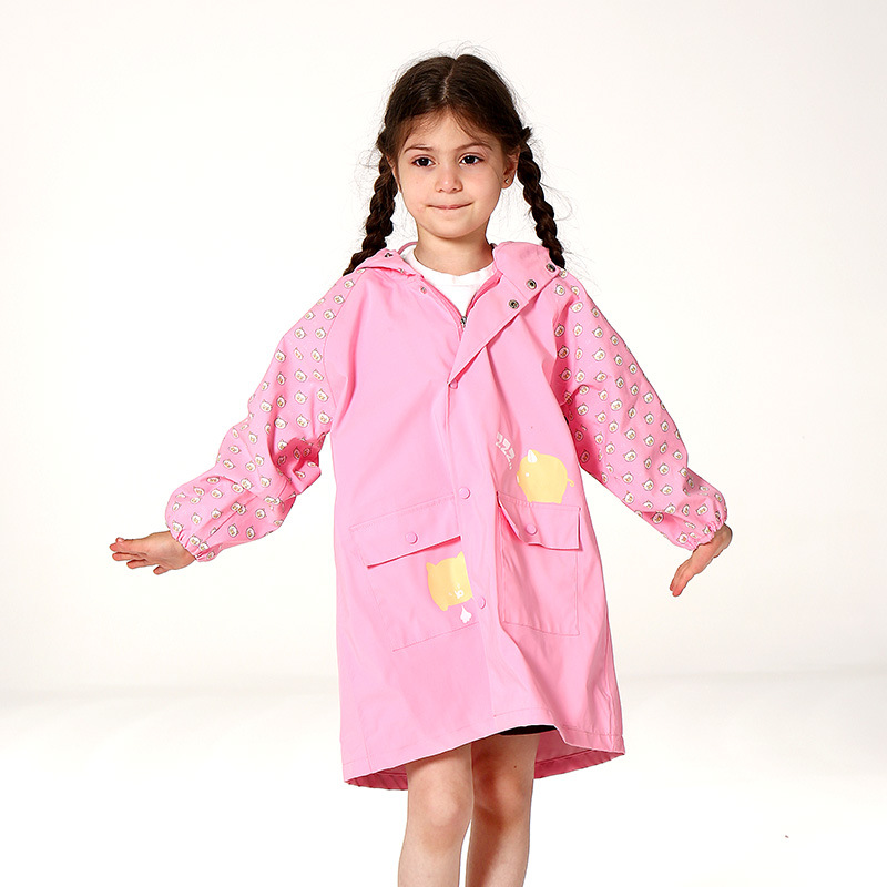 Cartoon Kinderen Regenjas Geel Regen Poncho Ondoordringbare Kid Regen Jas Przeciwdeszczowe Dla Dzieci Jongens Meisjes Regenkleding Y5Y: Roze / S