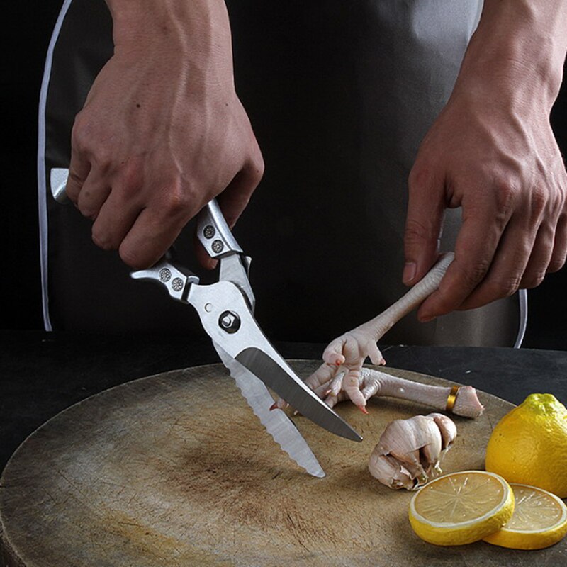 Powerful Chicken Bone Scissors Chicken Duck Fish Cutter Shears Stainless Steel Scissors Scale Clean Cooking Scissors