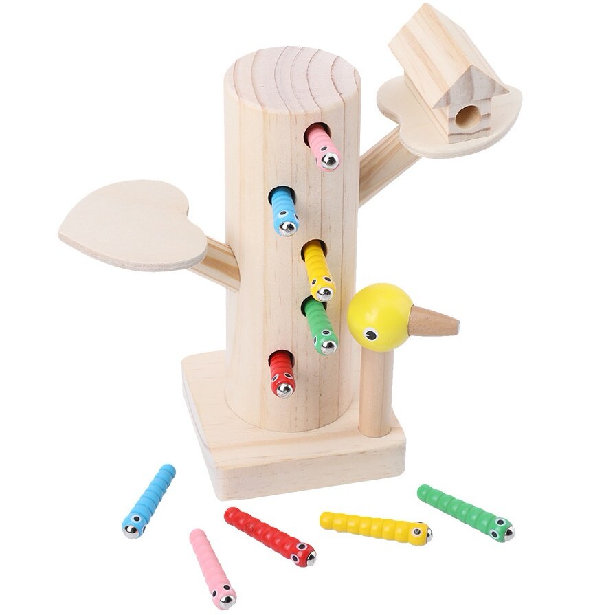 Wooden Magnetic Catch Insect Game