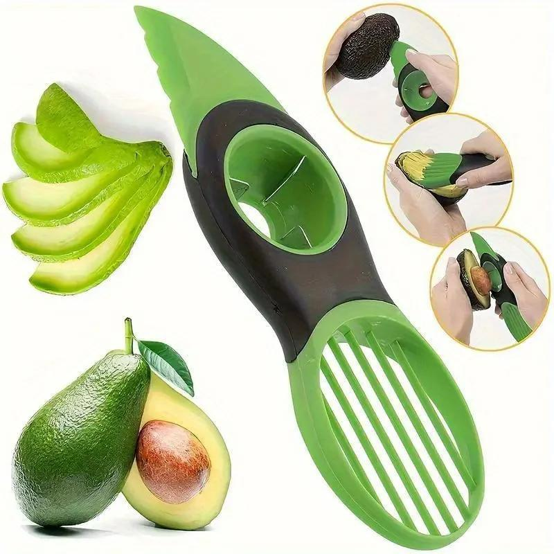 3-in-1 Avocado-Schneider und -Entkerner - Professionelles Küchengerät mit Edelstahlklinge und ergonomischem Griff für müheloses Obstschneiden