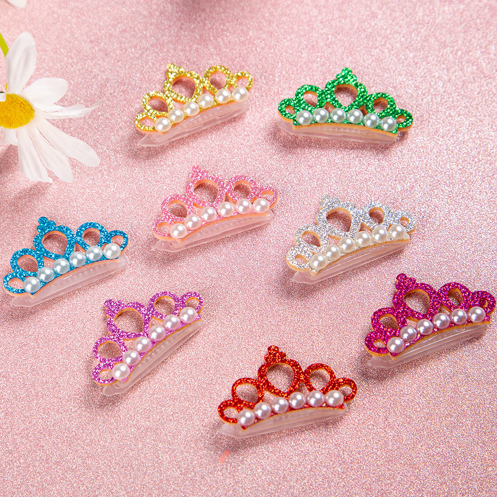 Pinzas para el pelo para perros pequeños, lazos con forma de corona de perlas de imitación, pinzas para el pelo de gato, tocado de aseo, accesorios para mascotas, 1 ud.