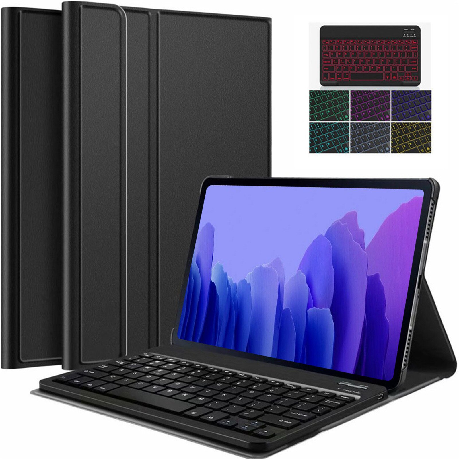 Zdejmowana podświetlana klawiatura Bluetooth pokrywa dla Samsung Galaxy Tab A7 10.4 2020 odporna na wstrząsy Tablet pokrywa ochronna akcesoria