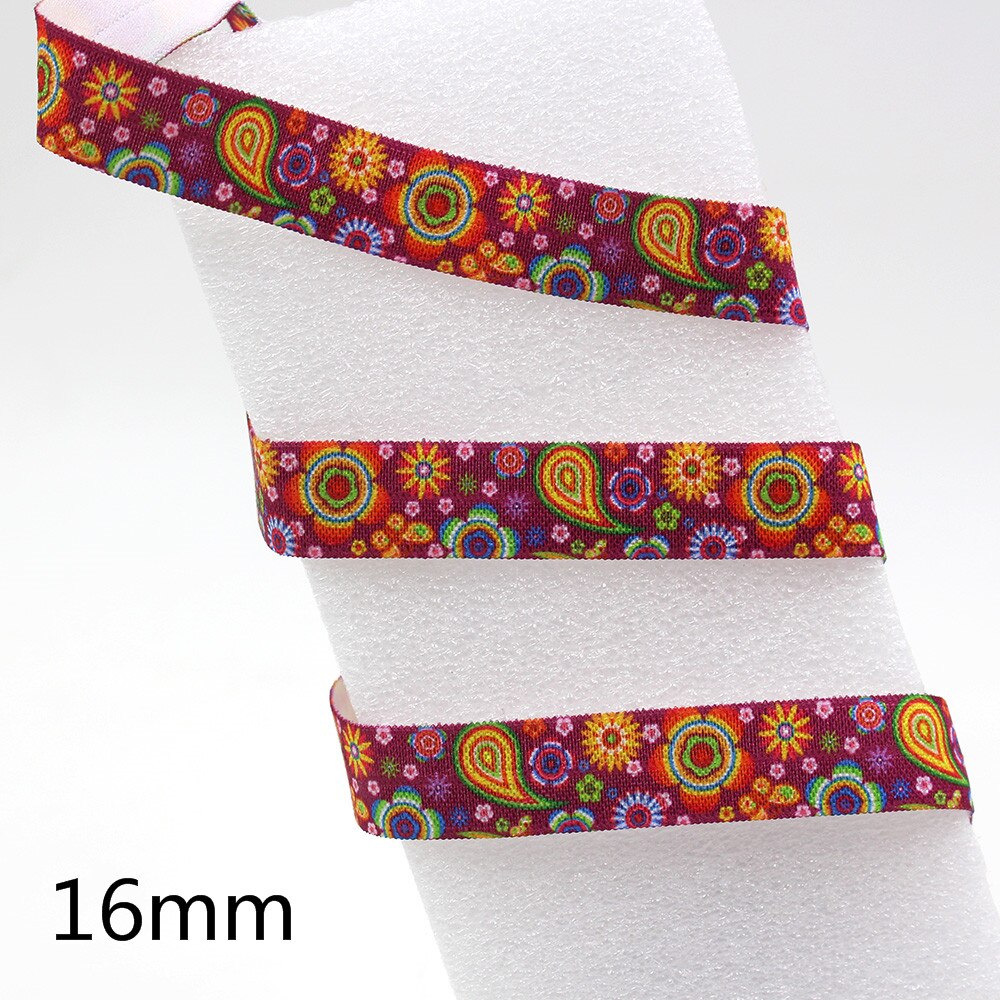 5yds,5/8" flowers Fold Over Elastic Stretch Foldover FOE Elastics for Hair Ties Headbands DIY handmade Accessories,E-20421-609: E-20421-618
