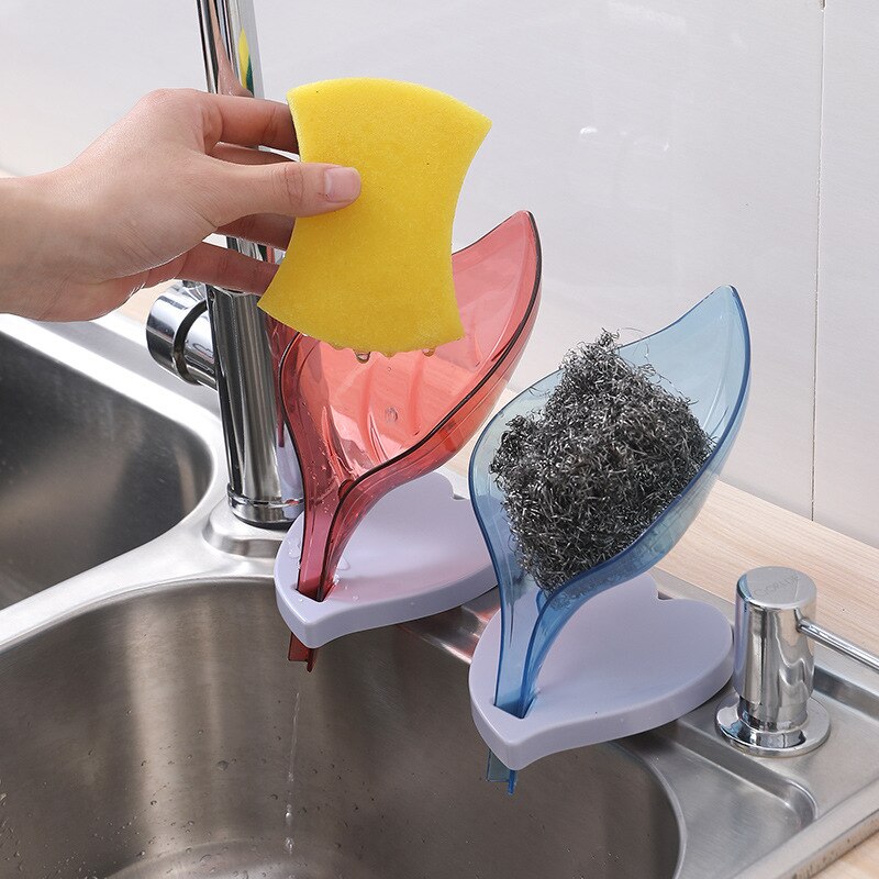 Såpeholder såpeskål oppbevaringsboks avløp baderomsorgan såpebrett sugekopp tørr bladform hjemmedekorasjon