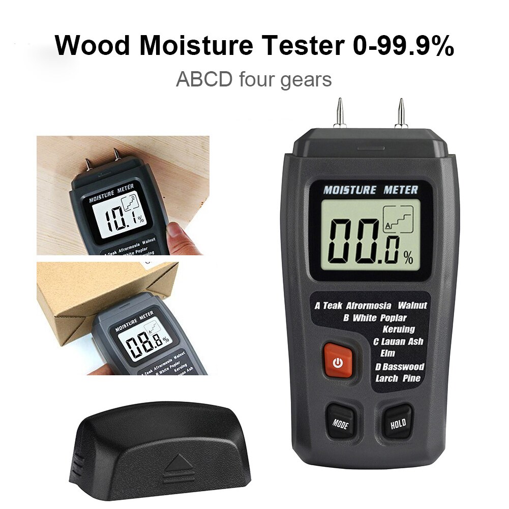 Wood Moisture Meter Hygrometer Timber Damp Detector with 4 Wood Groups Moisture Tester for Firewood Paper Floor Cardboard