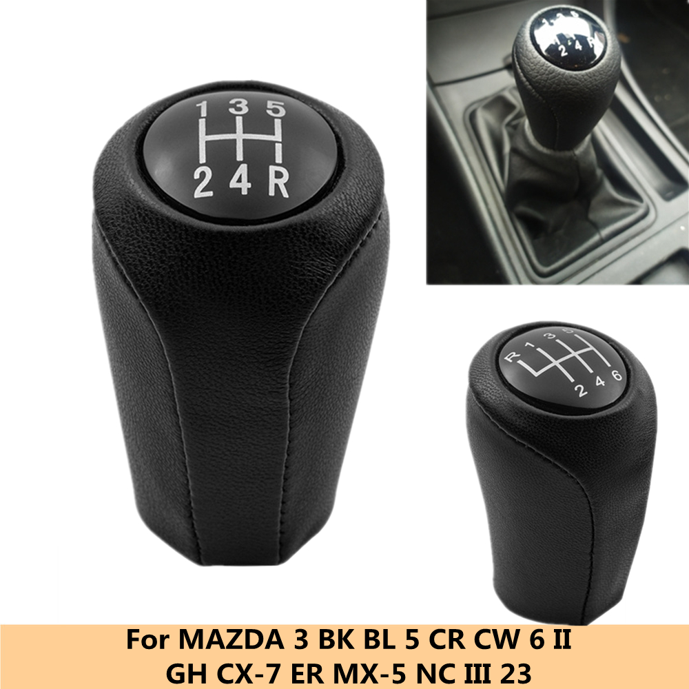 Levier de changement de vitesse en cuir pour MAZDA 3 BK BL 5 CR CW 6 II GH CX-7 ER MX-5 NC III 23 MT