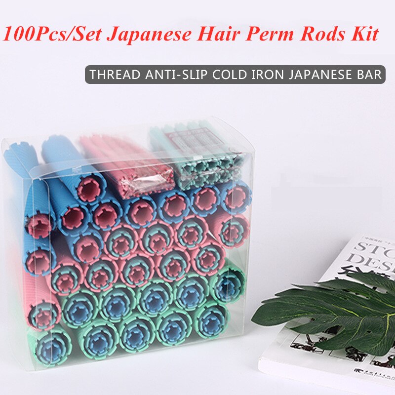 100Pcs/Set Japanese Hair Perm Rods Kit Cold Permanent Bar Plastic Curlers Rollers Set Wave Fluffy Corn Hair Maker Styling G1024