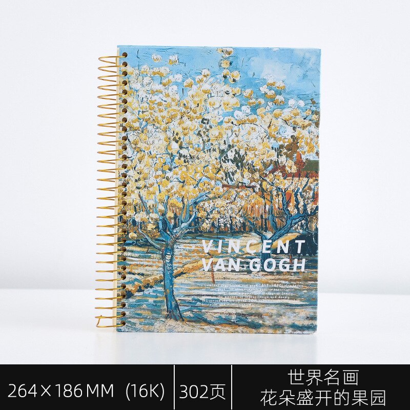 B5 Spiral Notebook Paper Planner School Diary Note Book Calender Travelers Study Retro Large Painting Notebook Literary: F