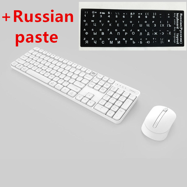 Original xiaomi MIIIW RF 2.4GHz Wireless Office Keyboard Mouse Set 104 Keys For Windows PC Compatible Portable USB Keyboard: whiteAnd Rus paste