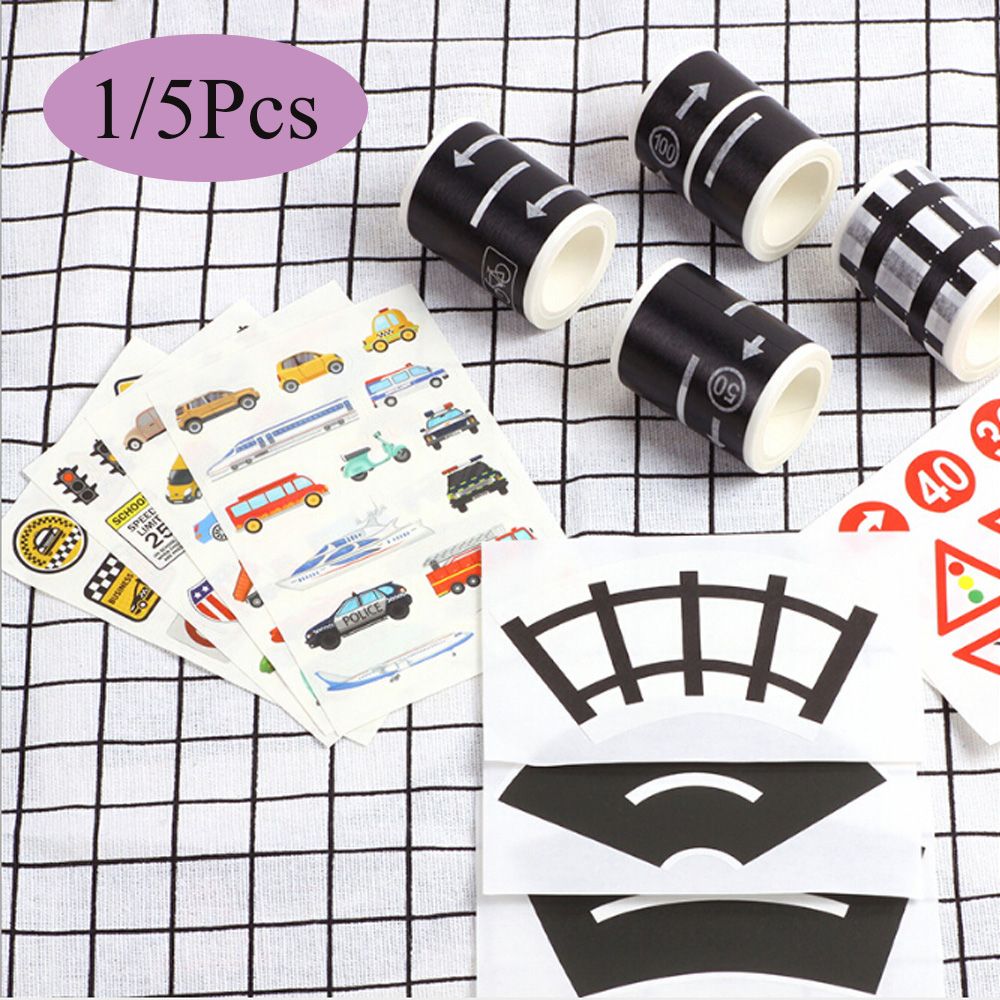 1/5 Pcs DIY Intelligence Route Mark Adhesive Safety Education Traffic Sticker Study Road Signs Tool Railway Road Tape