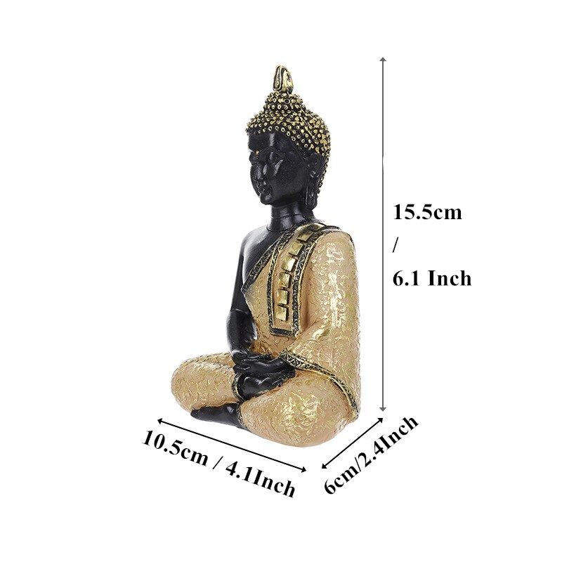 Vilead harts thailand buddha staty fengshui indien religiös buddhism skulptur hindu svart buddha statyetter heminredning: Svart buddha -4