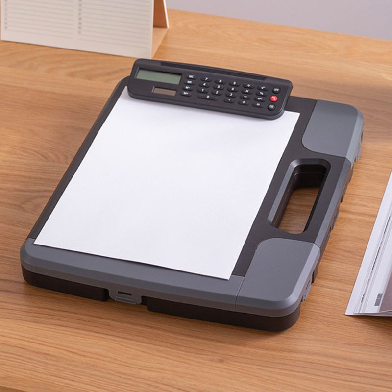 Portable A4 Files Document Clipboard Storage Case Organizer with Calculator Home