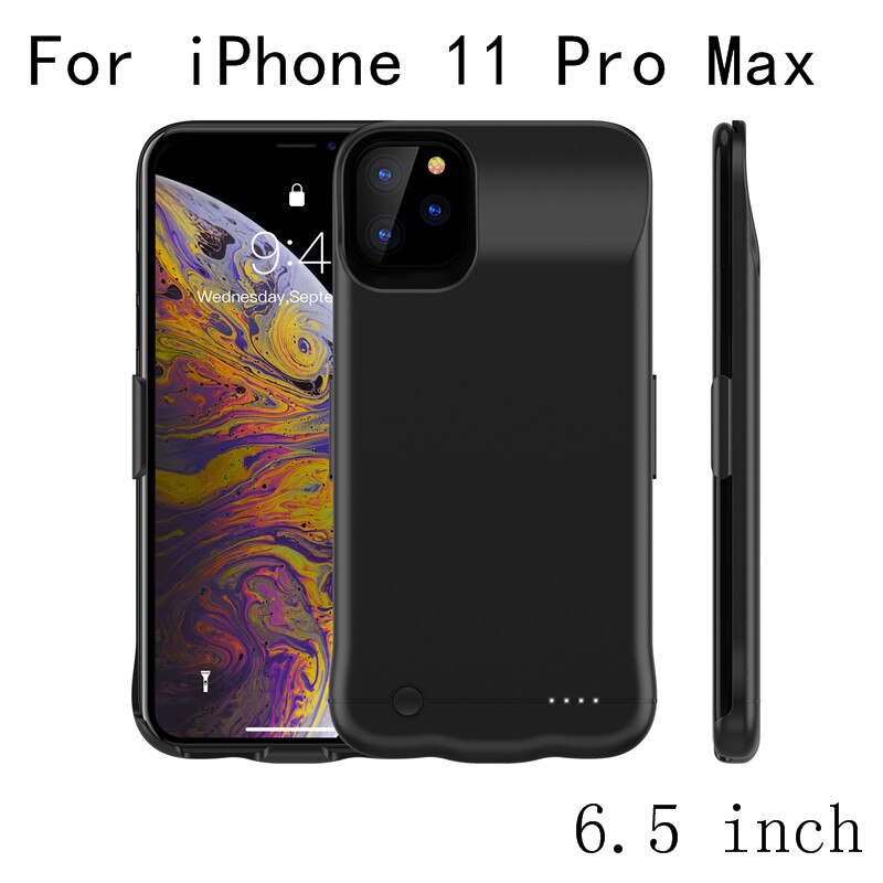 Slim Battery Charger Cases for iPhone 11 Pro Max External Power Bank Case for iPhone 11 Back clip battery Case Charging Cover: i11 ProMax-Black