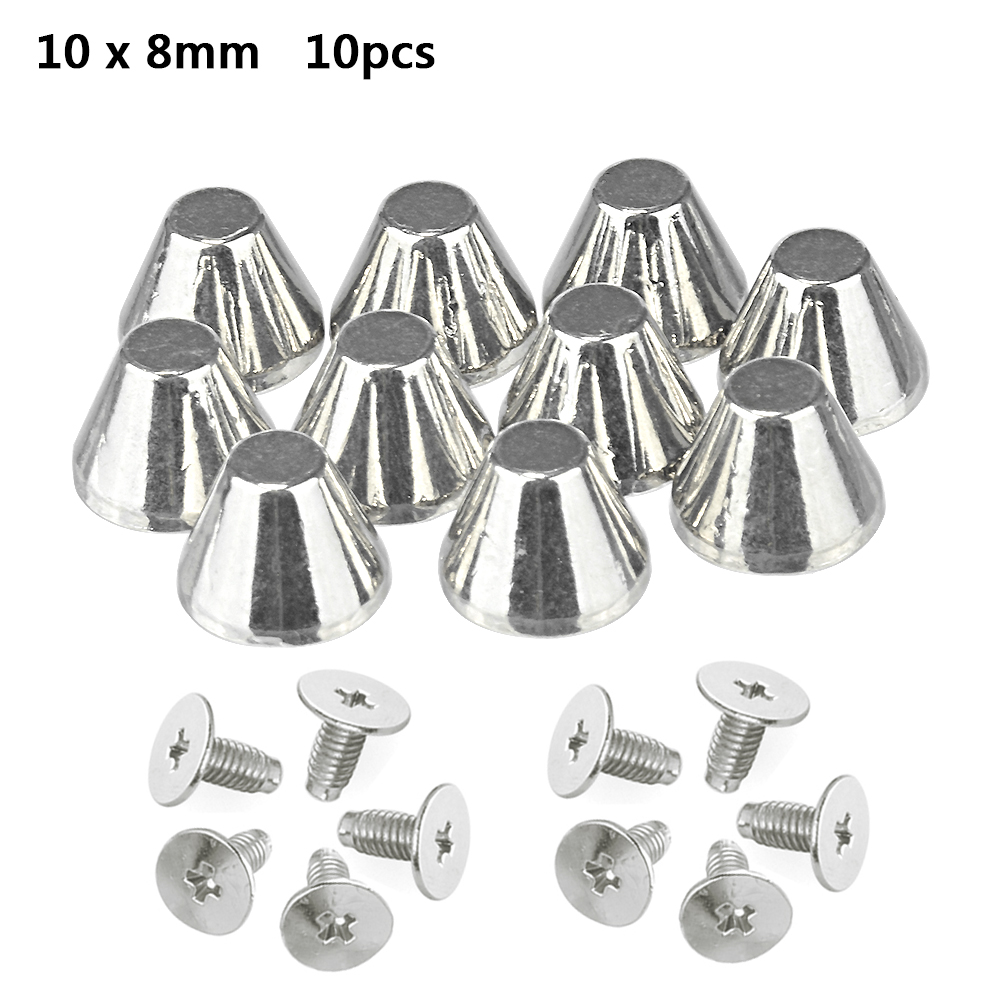 Remaches tipo bala plateados Para Ropa, tachuelas Punk de cuero, Parche de espinas, tachuelas Para Remaches, 10 Uds.: 10x8mm