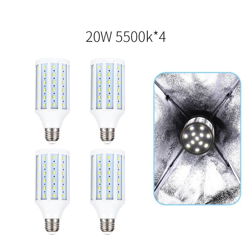 Photo Studio Softox Bulb Photography 5500K 3800K 20W LED Video Light Corn Lamp Light Bulb Daylight E27 Socket 16PCS: 4PCS White