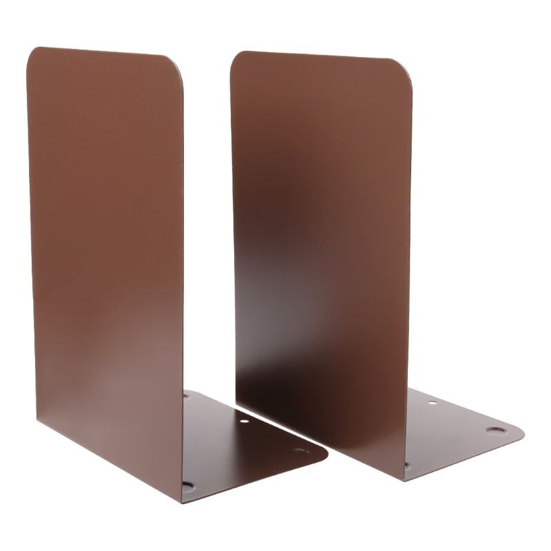 1 Paar Metalen Boekensteunen Organizer Desktop Office Home Boek Plank Opslag Houder Boek Eindigt W91A: Brown