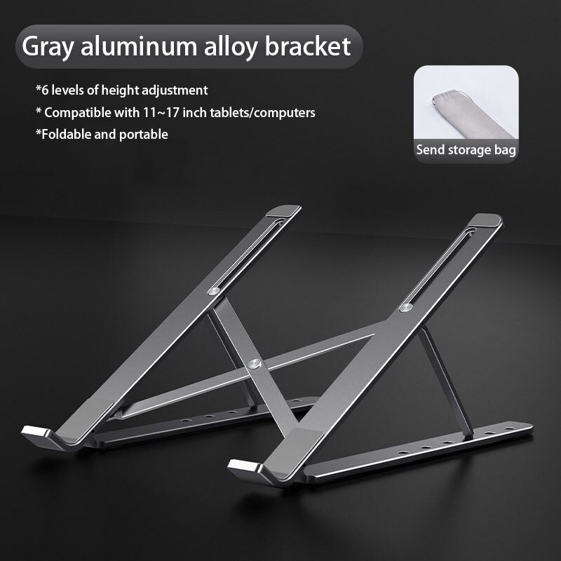 Laptop Stand for MacBook Air Pro Notebook Laptop Stand Bracket With Cooling Fan Foldable Aluminium Alloy Laptop for PC Notebook: Gray bracket