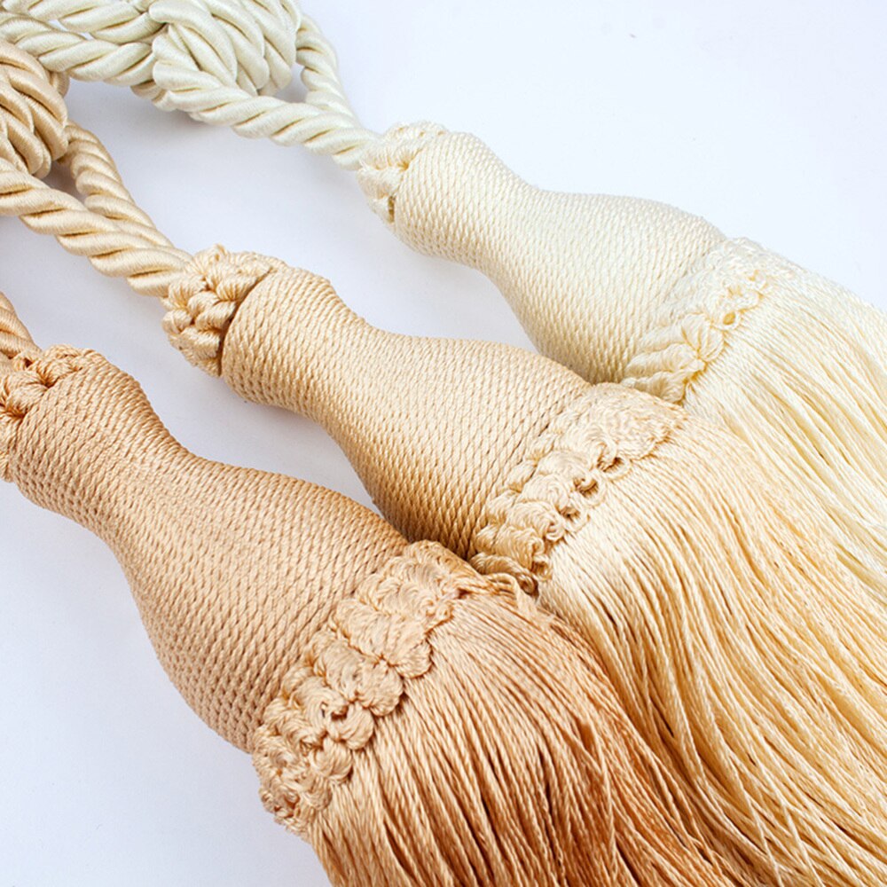 2PCS European Style Curtains Tieback Rope Tassel Holdbacks Home Decorative Window Drapery Tassels Tiebacks (Golden)