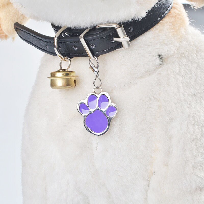 Hundemærker pet id navn hundehalsbånd tag vedhæng pote knogle glitter vedhæng kæledyr tilbehør