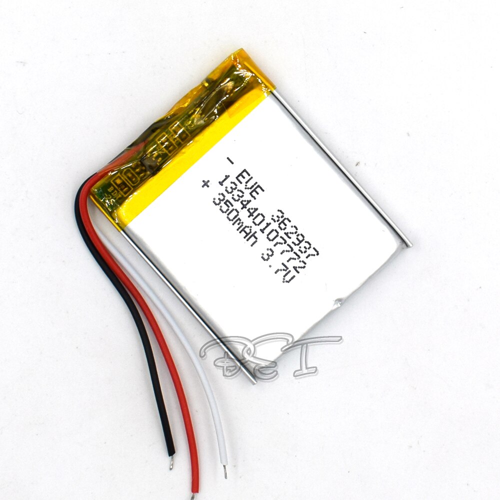 3.7V 350mAH 362937 3 fils li-polymère Rechargeable Lithium Li-ion batterie pour jouet enregistreur GPS MP3 MP4 Bluetooth lunettes Navigato