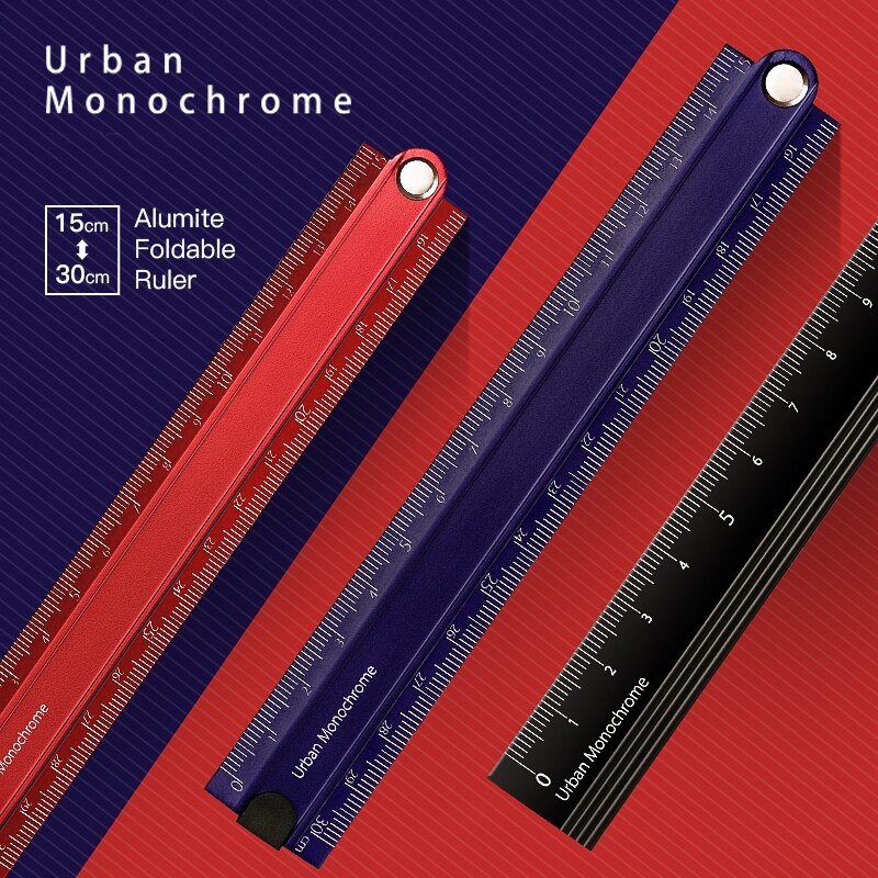 Japan KOKUYO 15cm 30cm Aluminum Folding Ruler Measuring Foldable Rule Japanese Stationery Office Student School Supplies